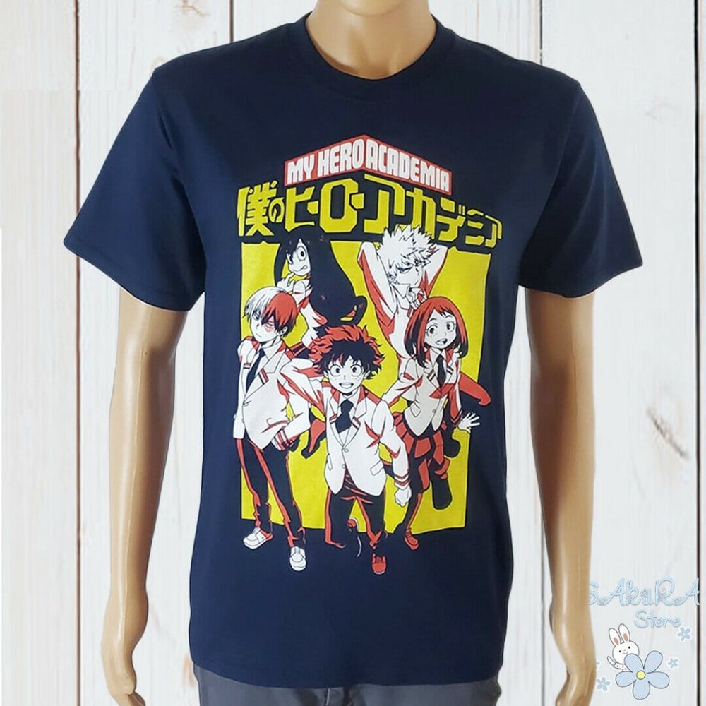 MY HERO ACADEMIA BOKU NO HERO MEN'S BLUE T-SHIRT